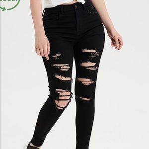 american eagle black distressed curvy jeans
